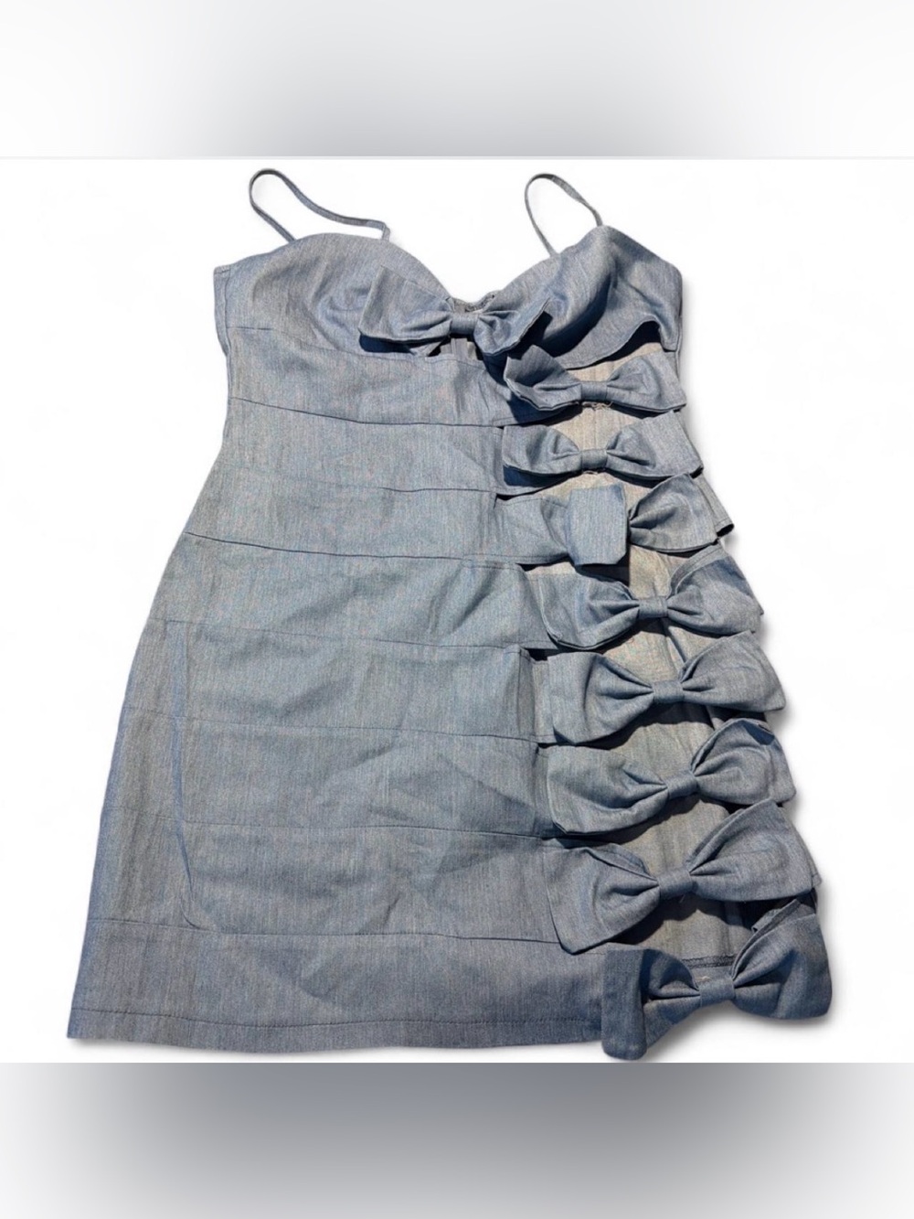 Source Unknown Light Blue Bow-Accent Mini Dress